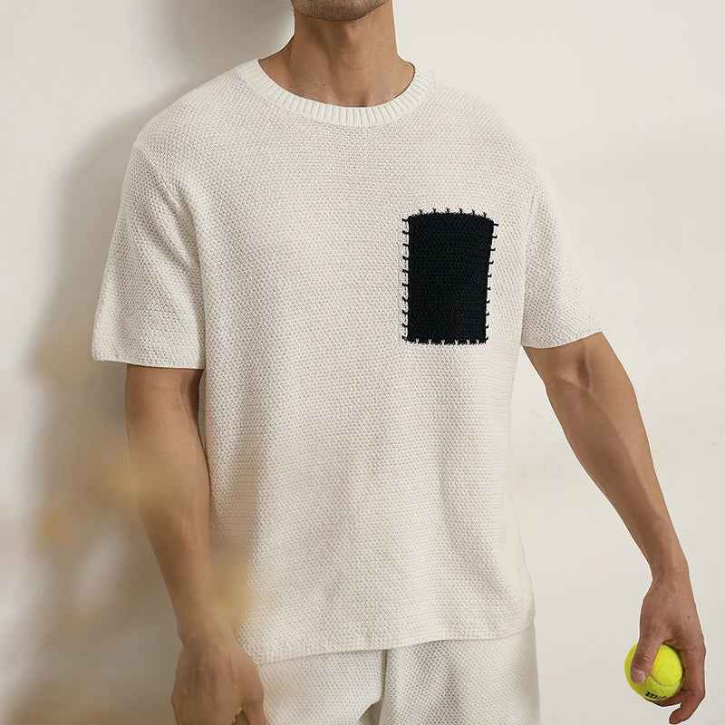 Streetwear Luxury Knit O-Neck Short Sleeve T-Shirt