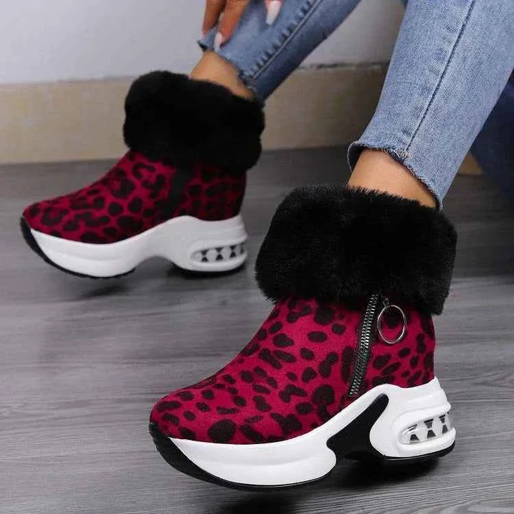 Warm Lace-Up Platform Snow Zipper Fur Boots