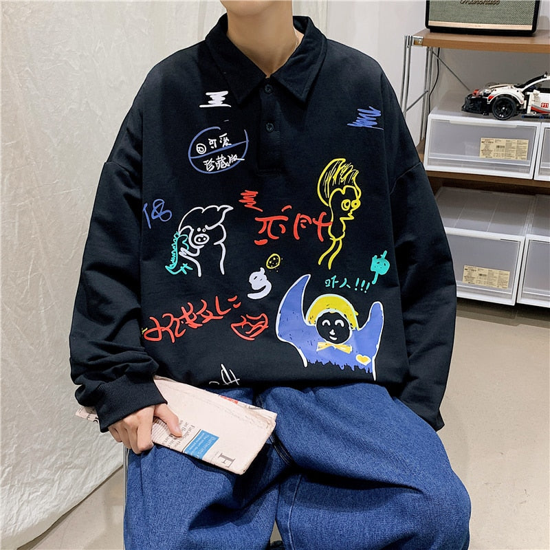 Retro Artwork Long Sleeve Shirt