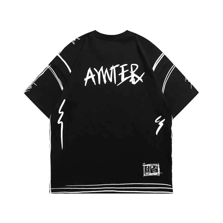 Streetwear Versatile Graffiti Print Hip-Hop T-Shirt