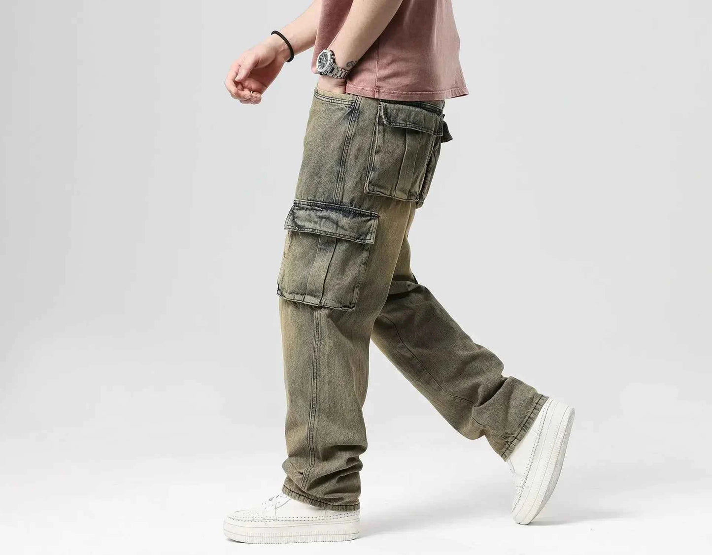 High Waist Distressed Baggy Straight Jeans