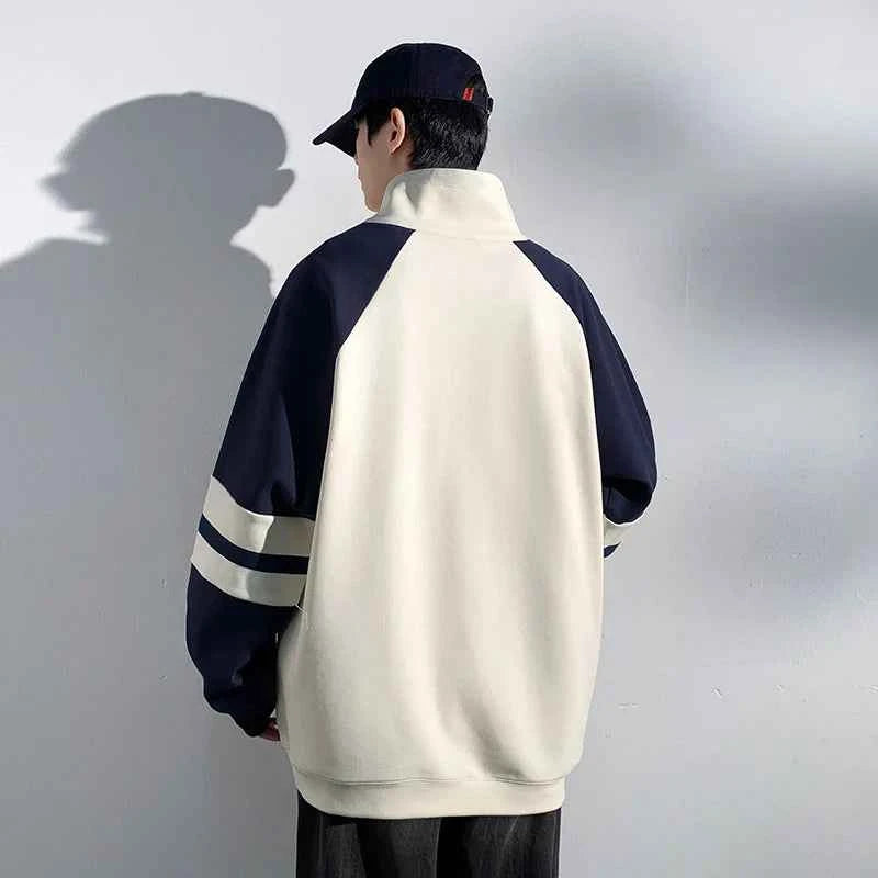 Contrast Color Patchwork Pullover Sweatshirt