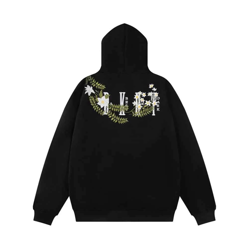 High-Quality Embroidered Flower Hip Hop Hoodie