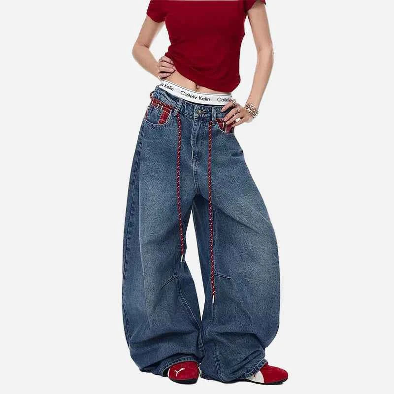 Women Insulated Streetwear Baggy Wide Leg Jeans