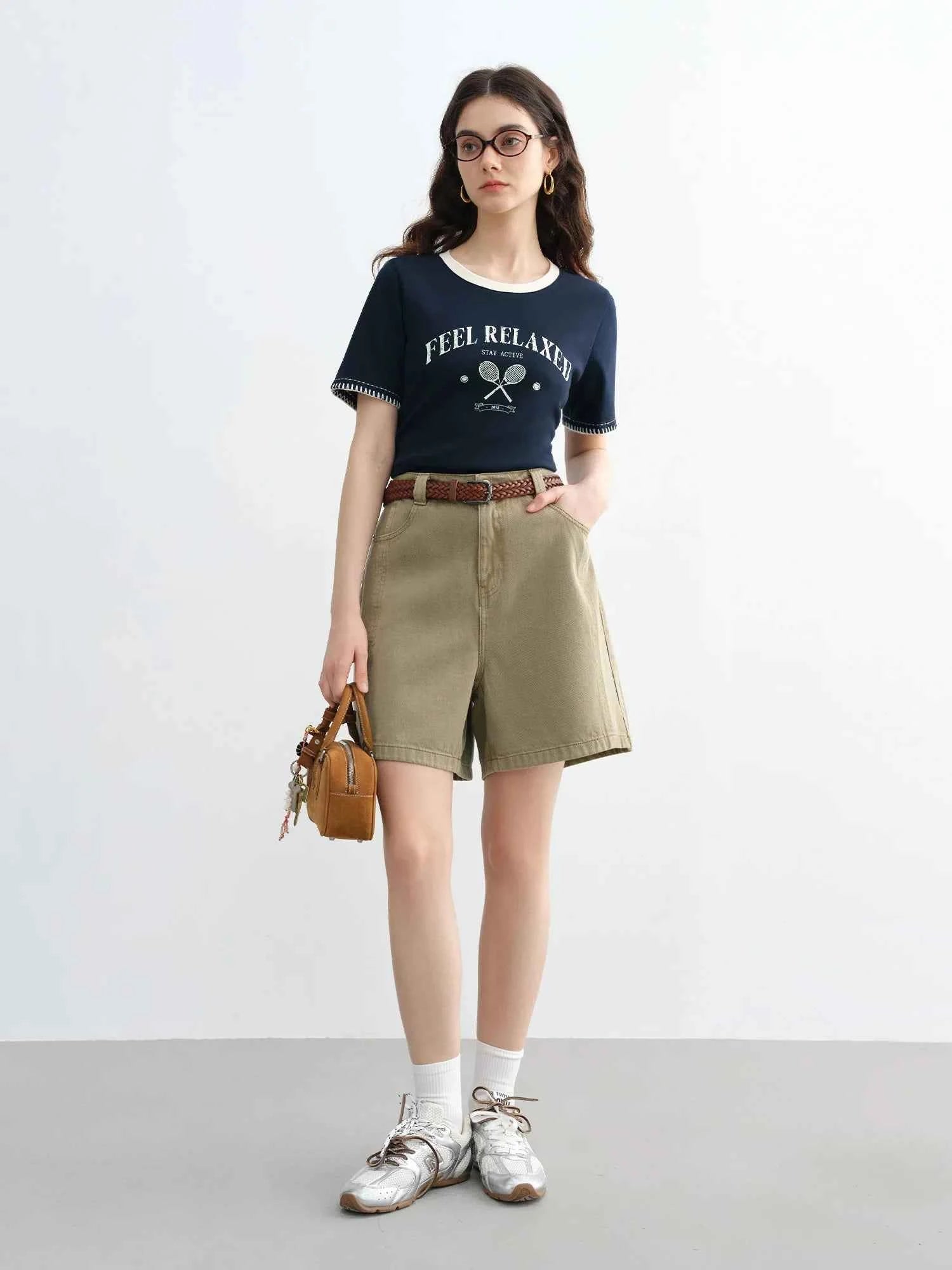 Vintage Contrast Stitch Round Neck T-Shirt