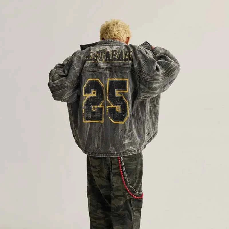 Destructive American Graffiti Printed Denim Jacket
