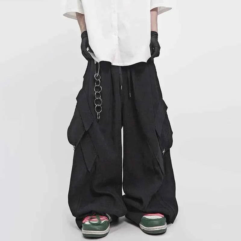 Distressed Detail Elastic Waist Cargo Pants