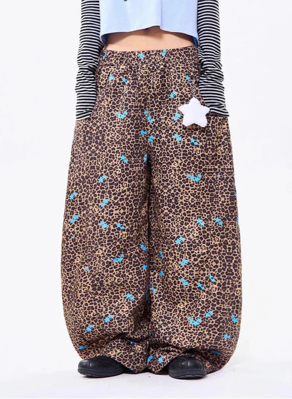 Leopard Print Oversized Japanese Style Wide Leg Pants - Luxuryurbanwear