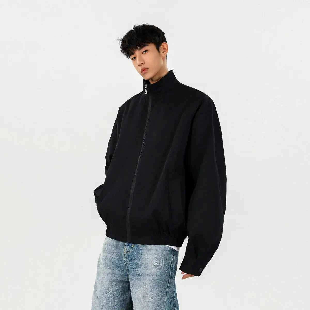 Streetwear Stylish Zip-Up Stand Collar Casual Jacket