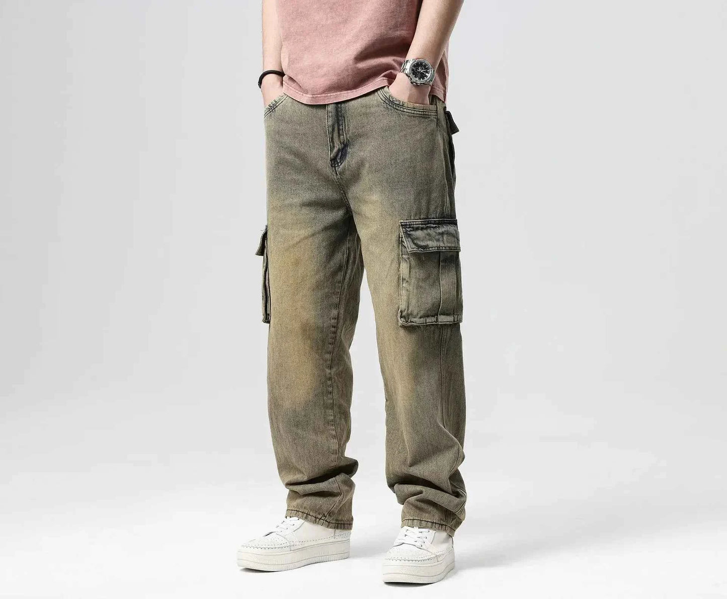 High Waist Distressed Baggy Straight Jeans