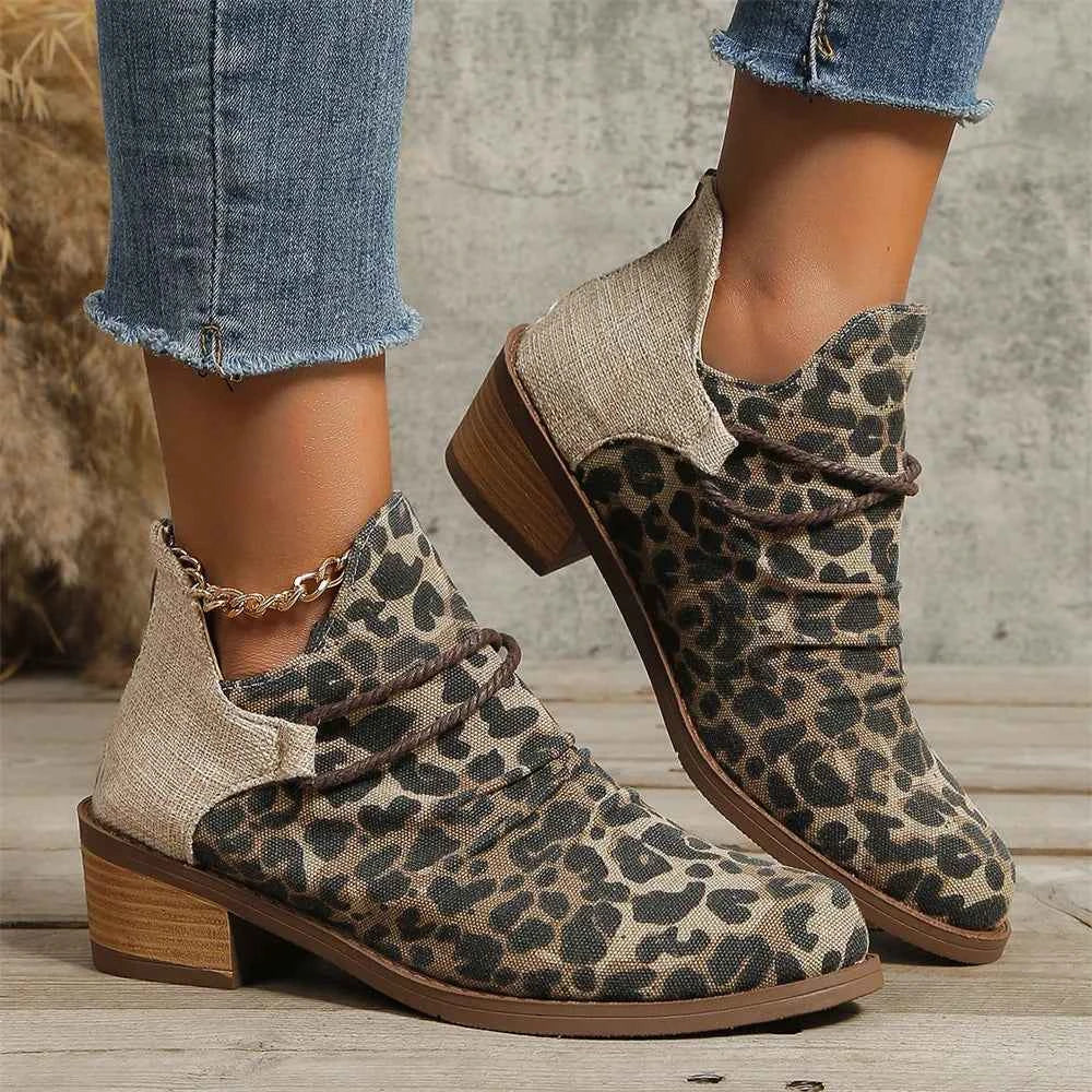 Y2K Classic Leopard Ankle Short Boot