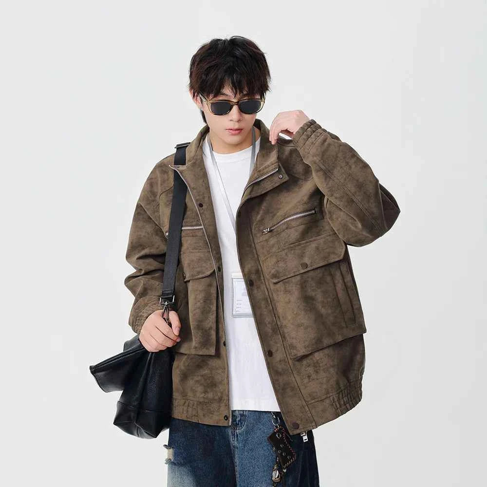 Stylish Distressed Multiple Zipper Leather Jacket