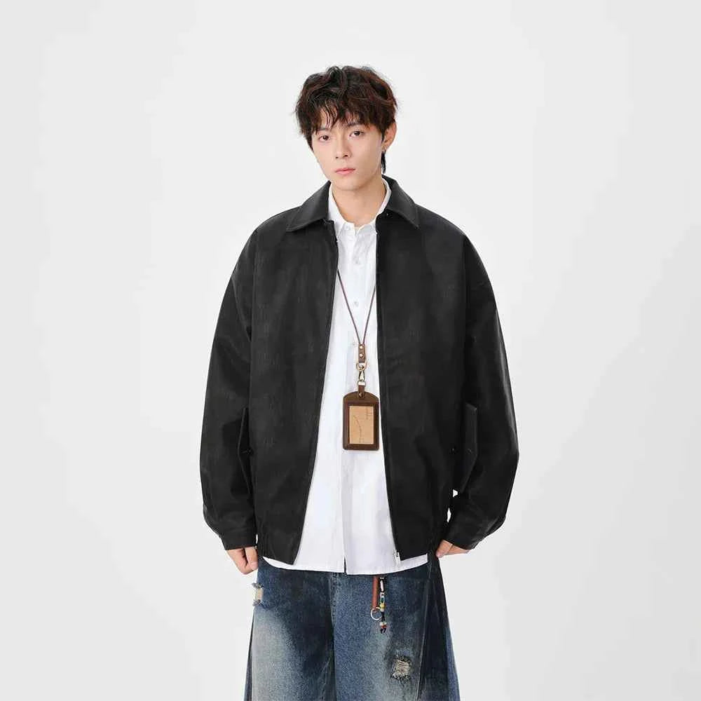 Insulated Faux Leather Loose Fit Jacket