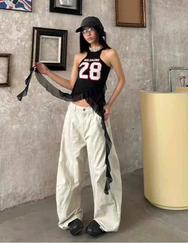 Y2K Japanese Style White Retro Boyfriend Jeans - Luxuryurbanwear