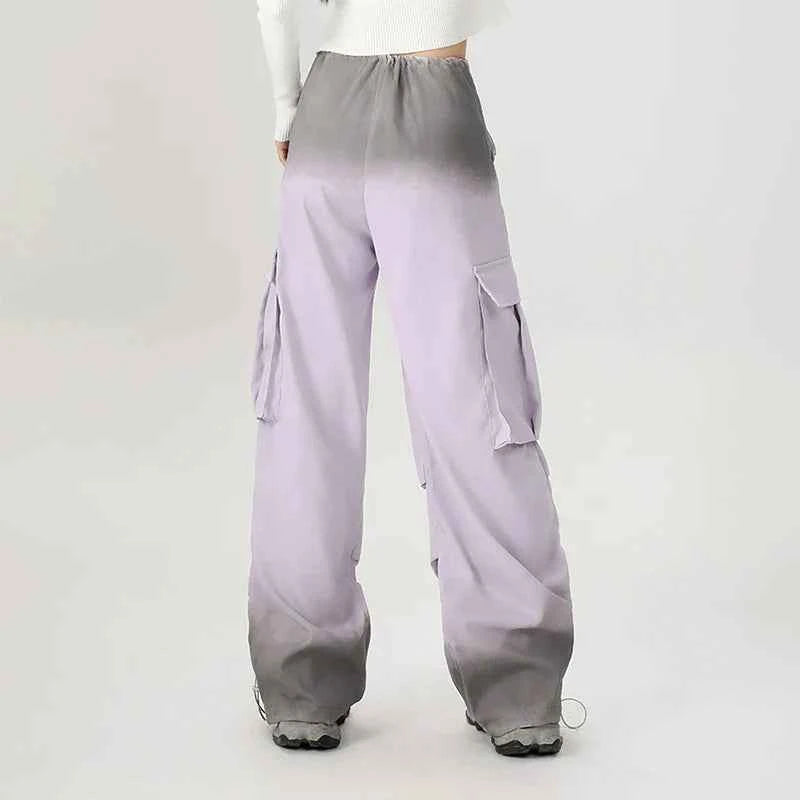 Cozy 90s Style Aesthetic Gradient Sports Cargo Pants