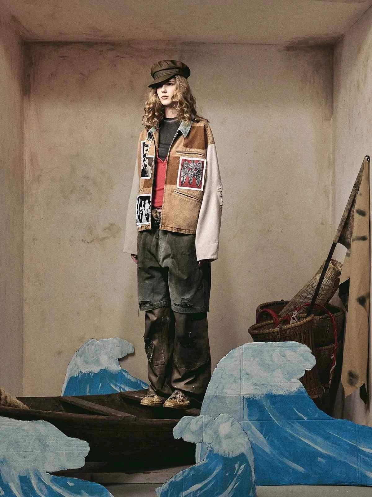 Classic Oversized Streetwear Patchwork Denim Jacket