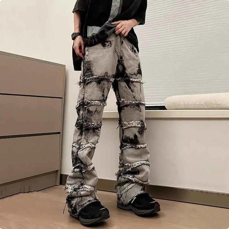 Streetwear Cyber Grey Stacked Baggy Jeans