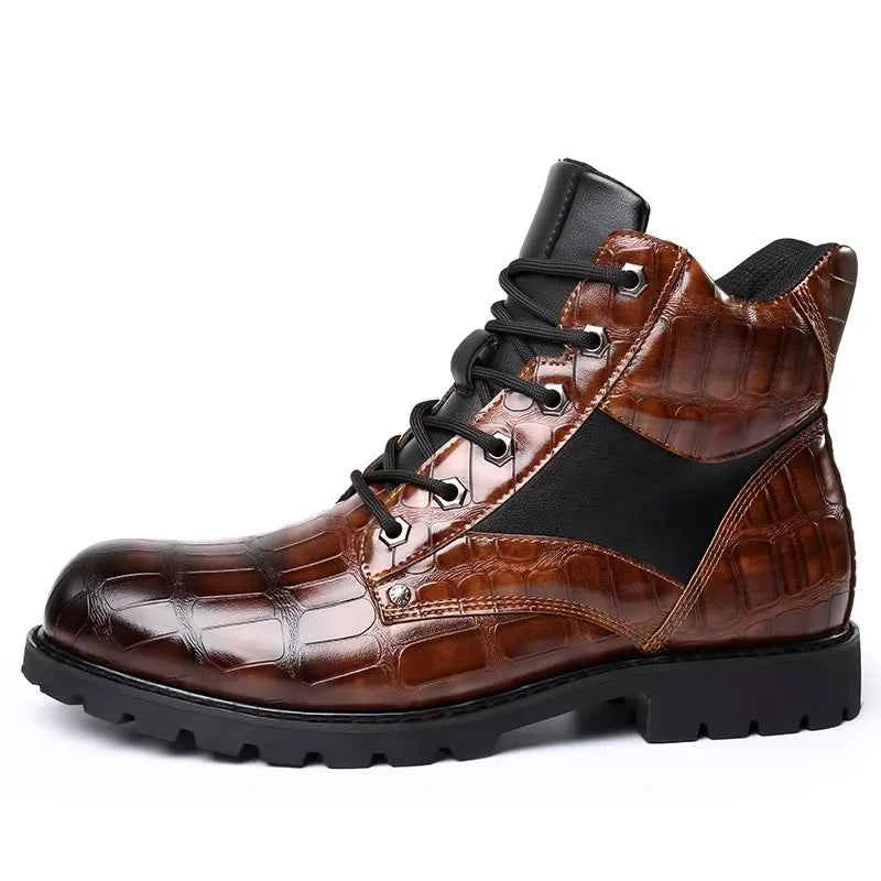 Luxury Crocodile Pattern Leather Boots