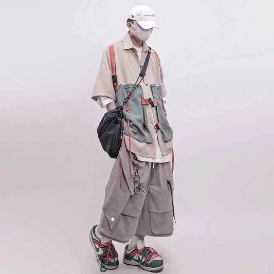 Men Patchwork Baggy Summer Casual Jorts