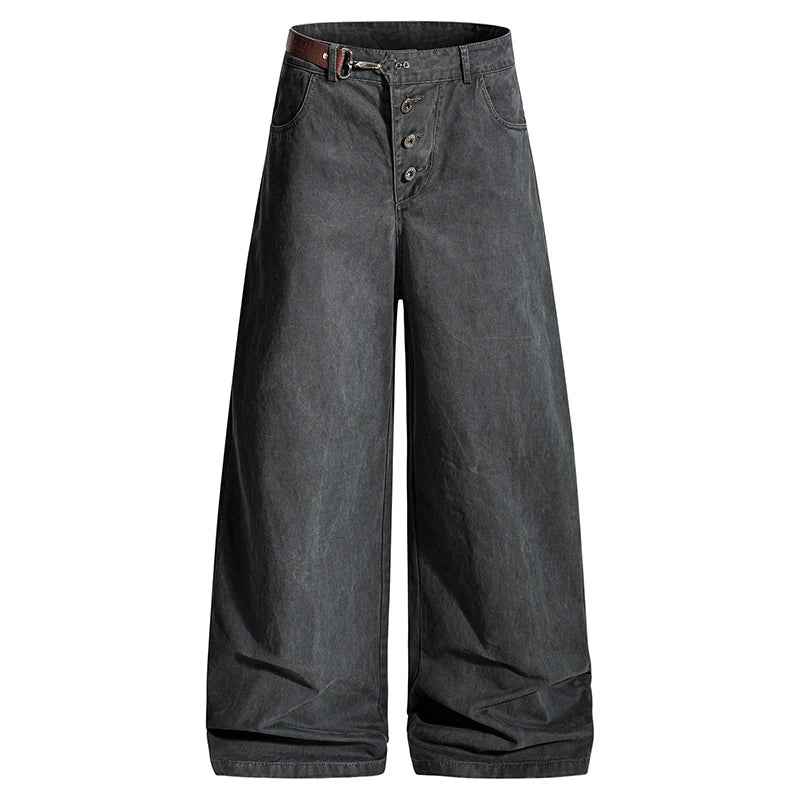 Streetwear Hip Hop Solid Color Belted Pants