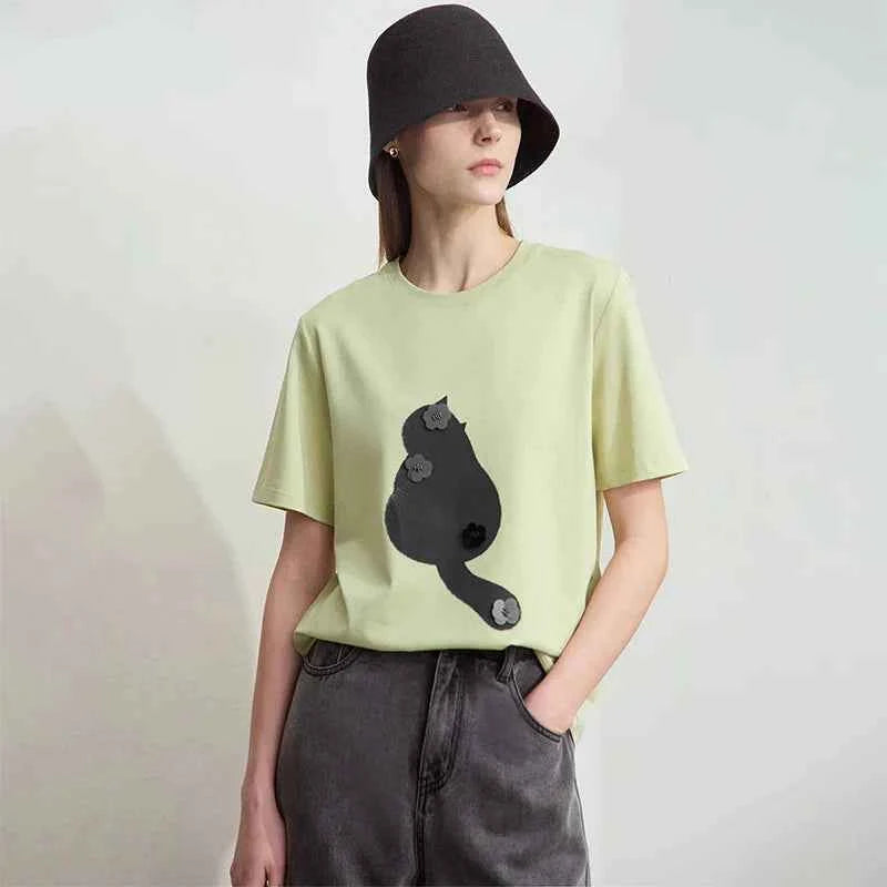 Minimalist Collegiate Style Printed Lyocell T-Shirt