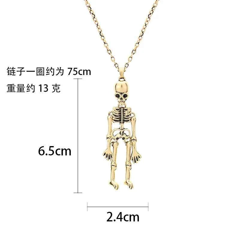 Spooky Skeleton Ghost Pendant Necklace