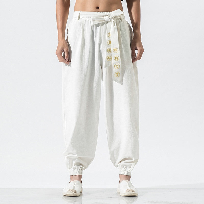 Japanese Embroidered Ribbon Tie Style Pants