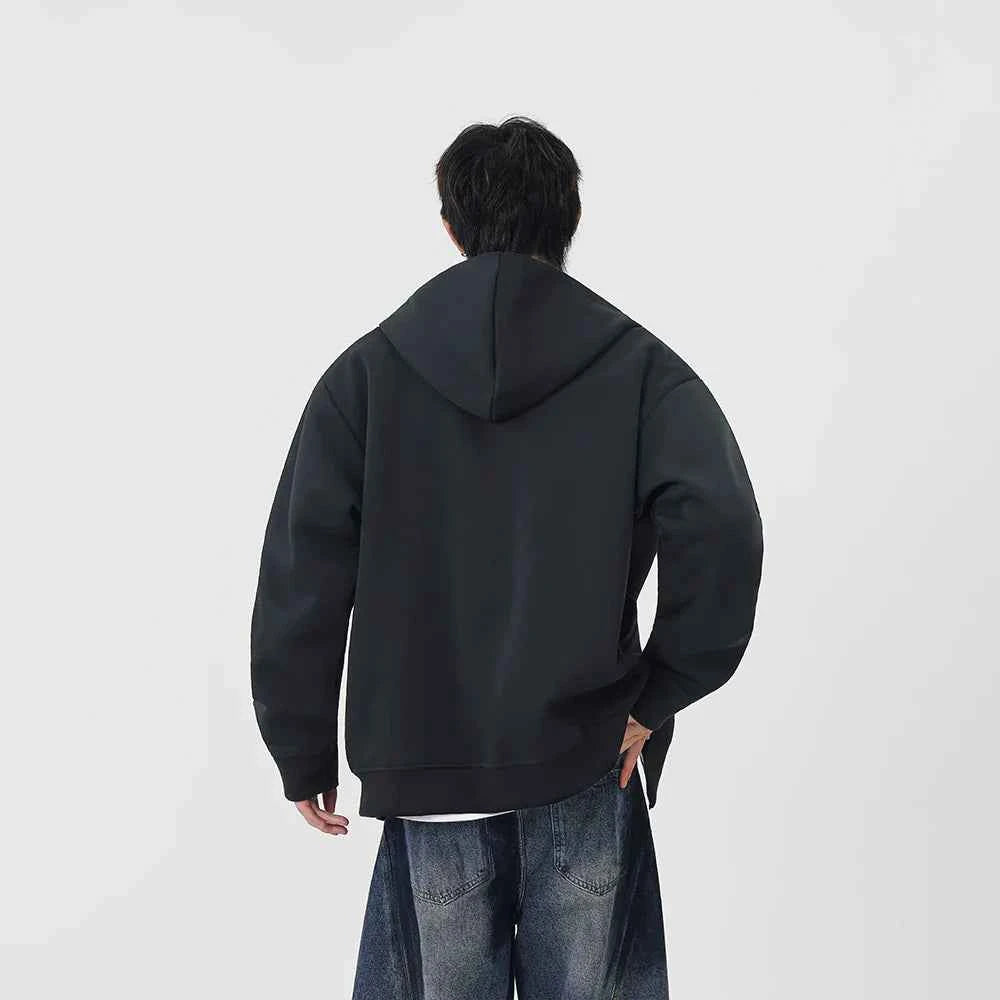 Plaid Zip-Up Casual Loose Hooded Sweatshirt