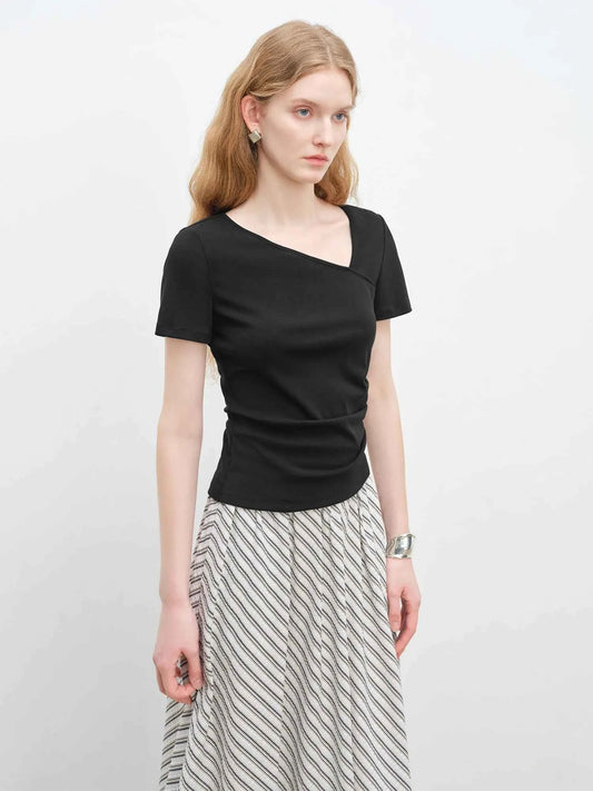Unique Irregular V-Neck T-Shirt