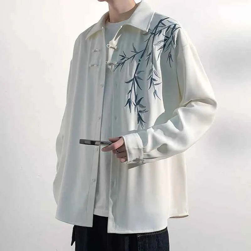 Casual Floral Embroidered Casual Oversized Shirt