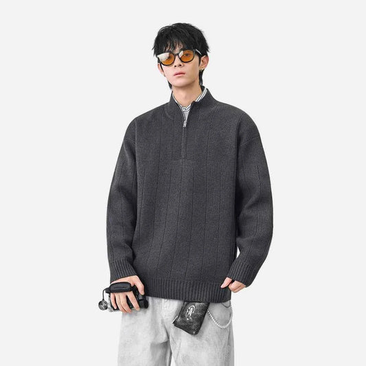Essential Solid Color Mock Neck Jumper Sweater