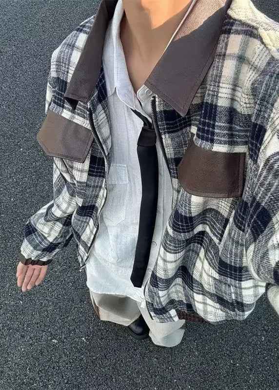 Patchwork Japanese Style Leather Jacket