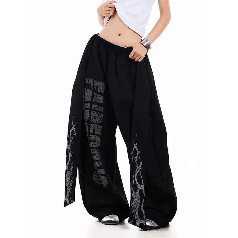 Streetwear Korean Style Wide Leg Sports Jogger