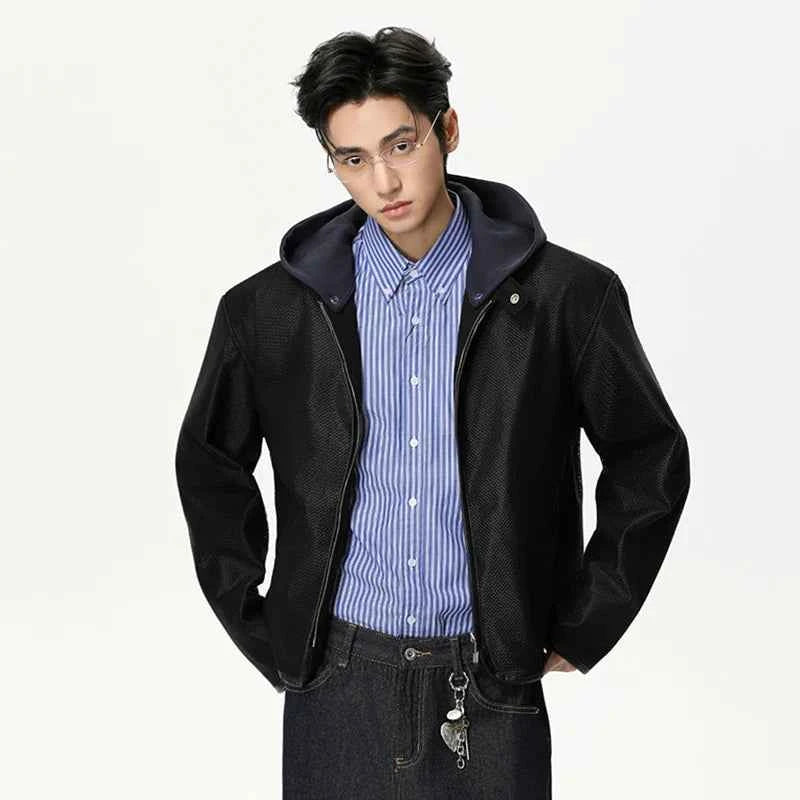 Patchwork High-Quality Hooded Zipper Jacket