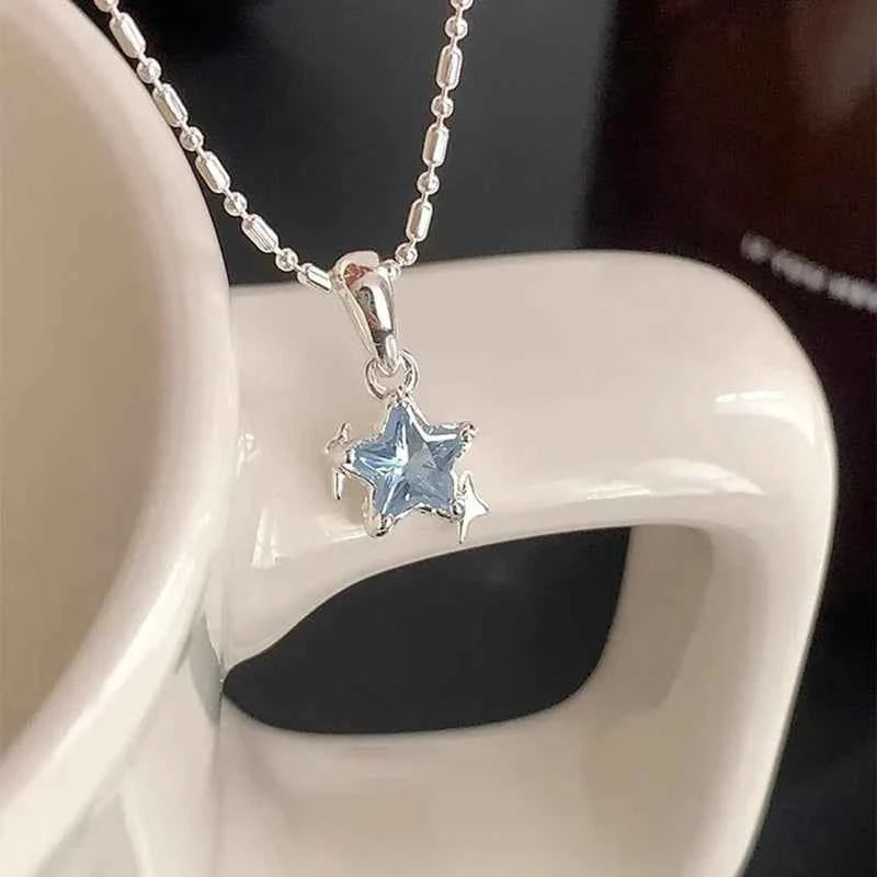 Elegant Blue Star Sterling Silver Necklace
