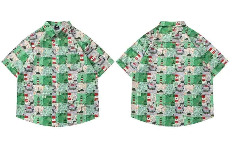 Y2K Trendy Hawaiian Graphic Printed Beach Shirt