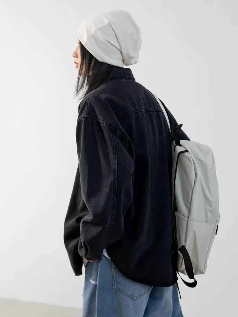 Chic Oversized Black Denim Jacket