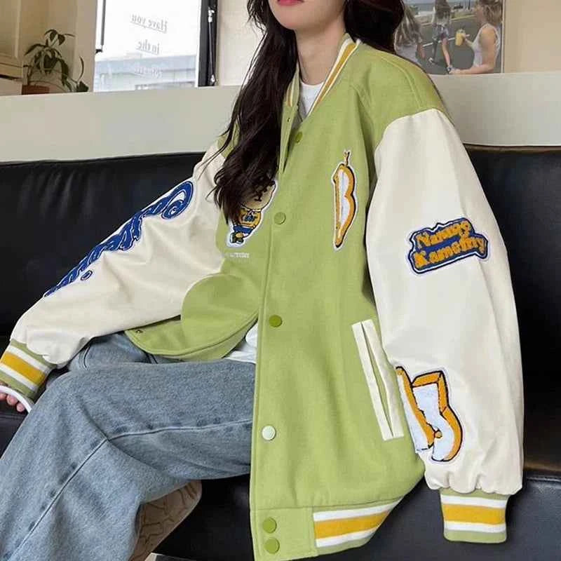 Women American Style Baseball Embroidered Jacket