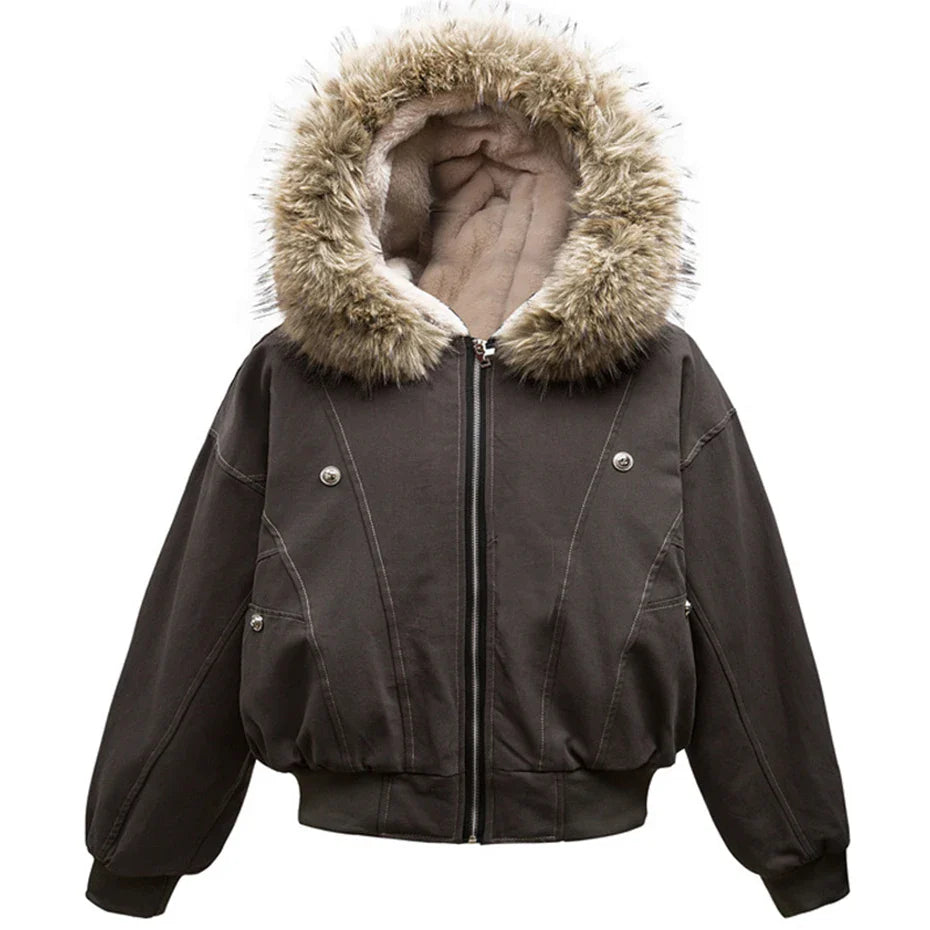 Fur Collar Parka Fleece Jacket
