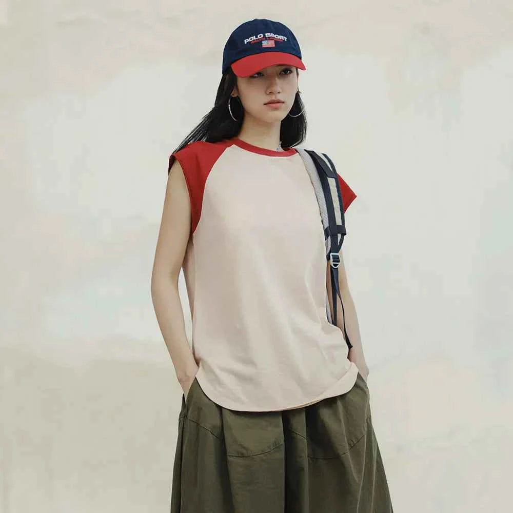 Retro Red White Preppy Sleeveless T-Shirt