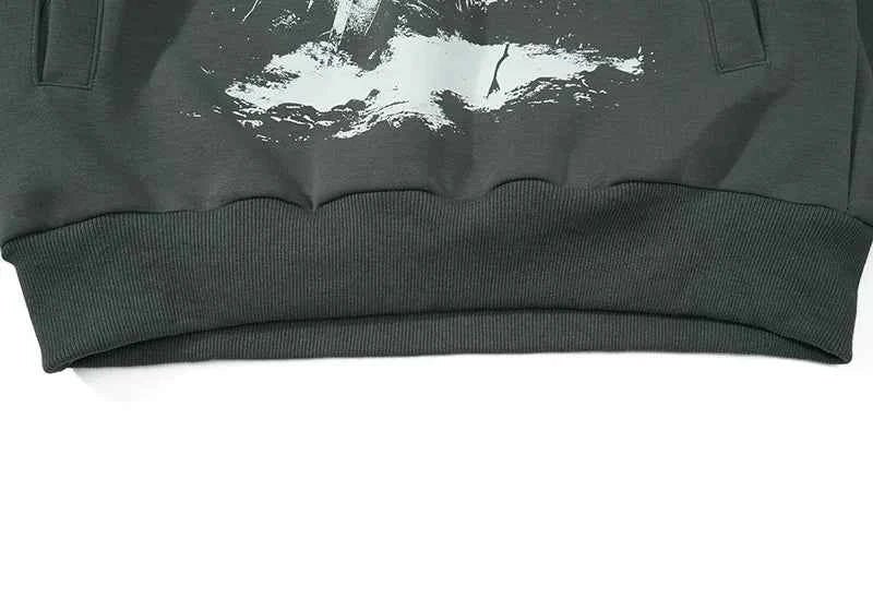 Long-lasting Gothic Printed Loose Hooded Sweatshirt