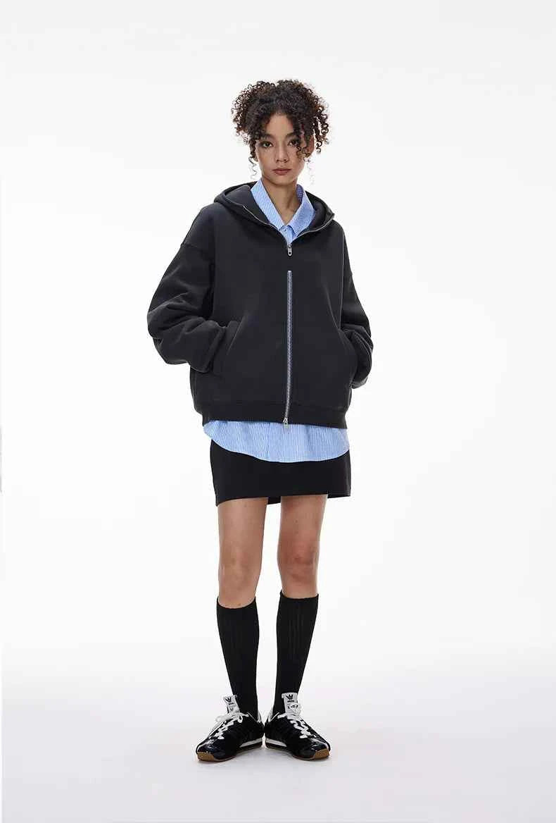 Warm Double Zip Hip Hop Hooded Sweatshirt