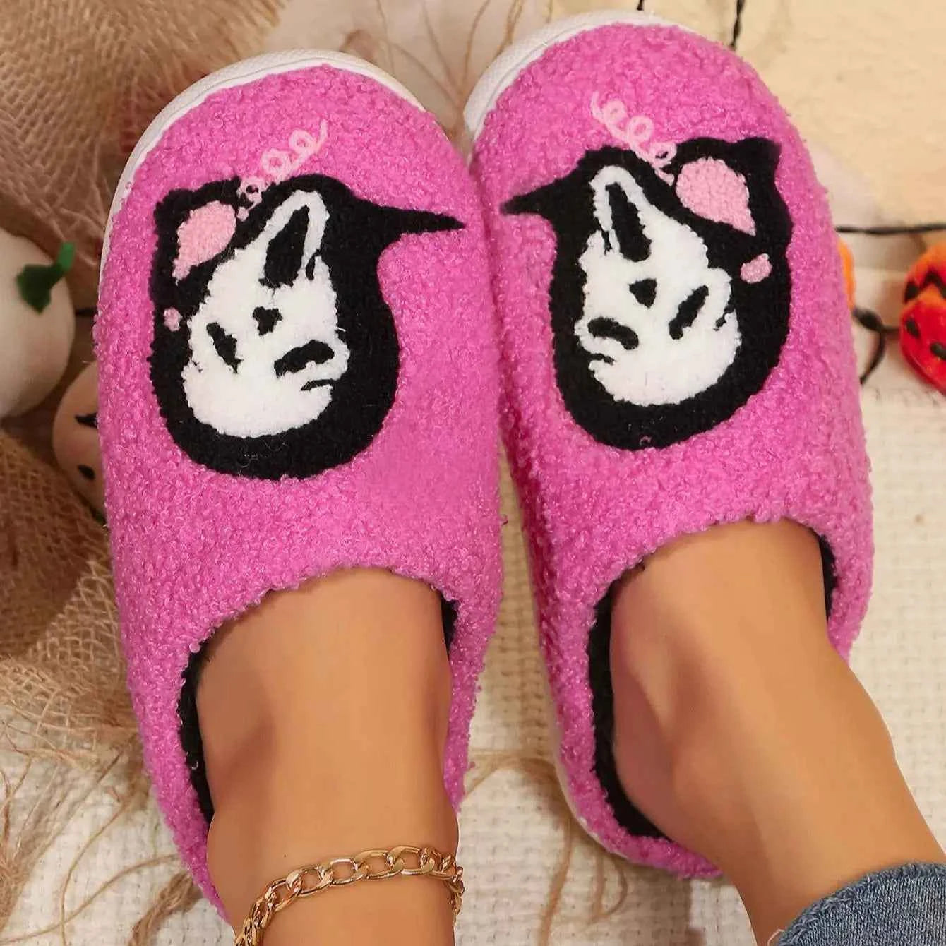Halloween Pink Skeleton Cartoon Slipper