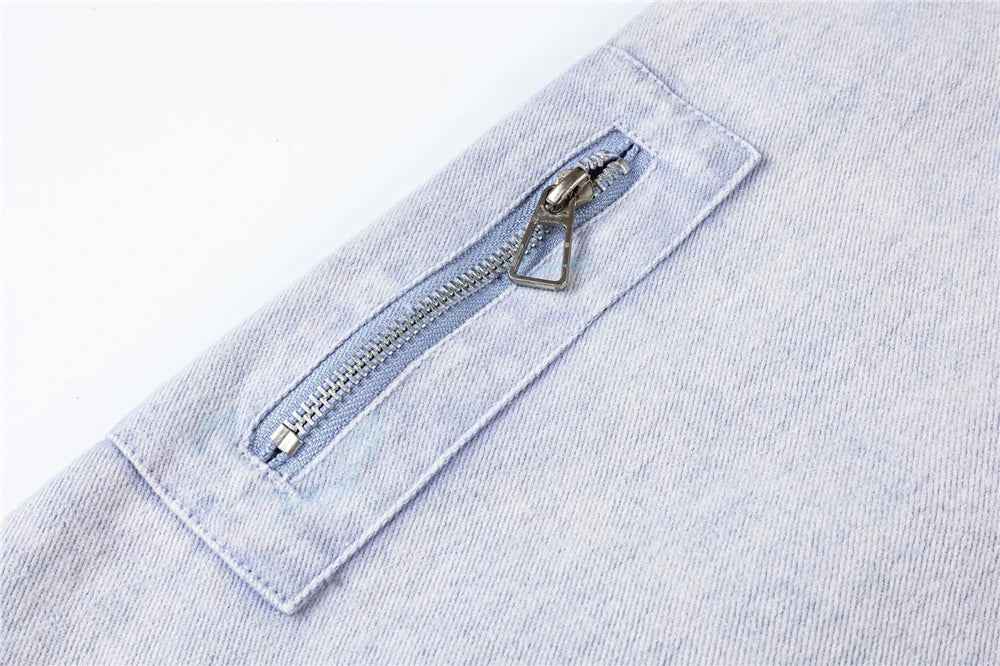 Retro American Style Washed Hooded Denim Jacket