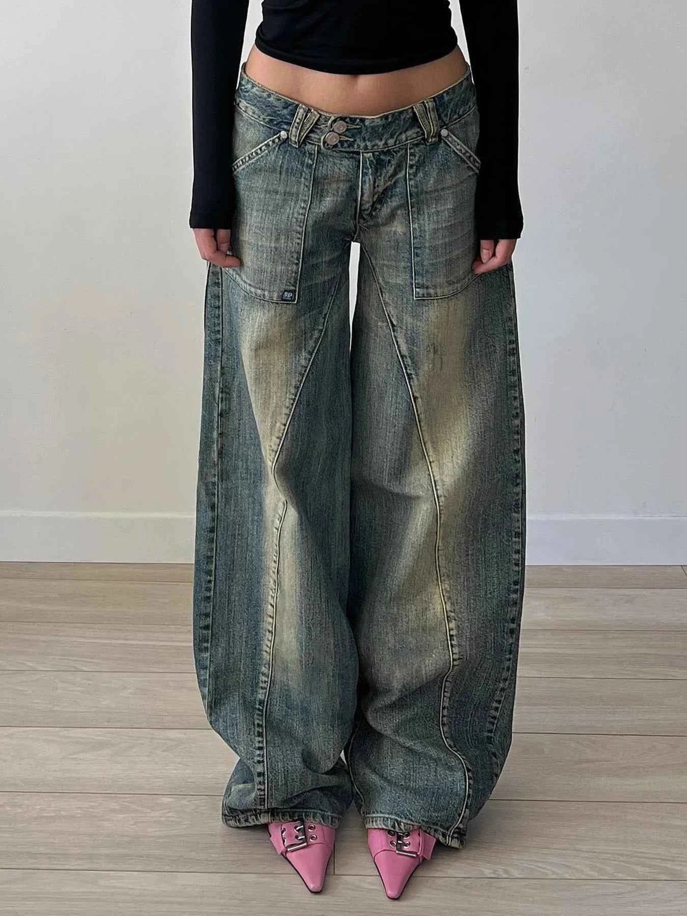 Vintage Grunge Loose Low Rise Jeans