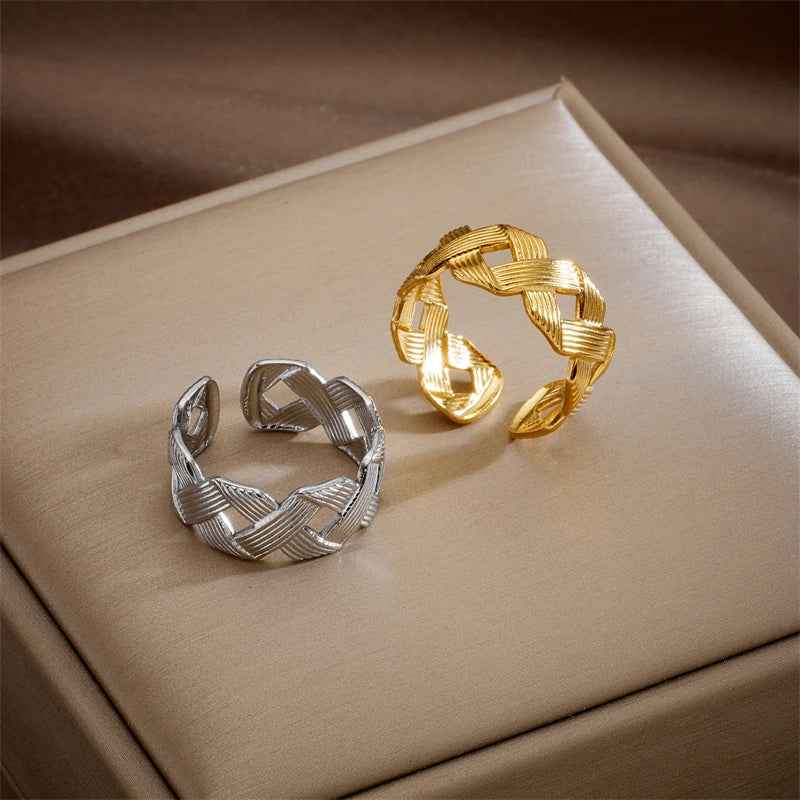 Cross Cutout Stainless Steel Open Ring
