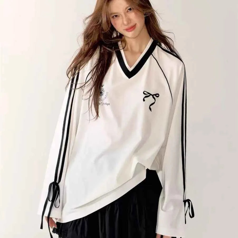 Y2K Streetwear Gidyq Vintage Sports V-Neck T-Shirt