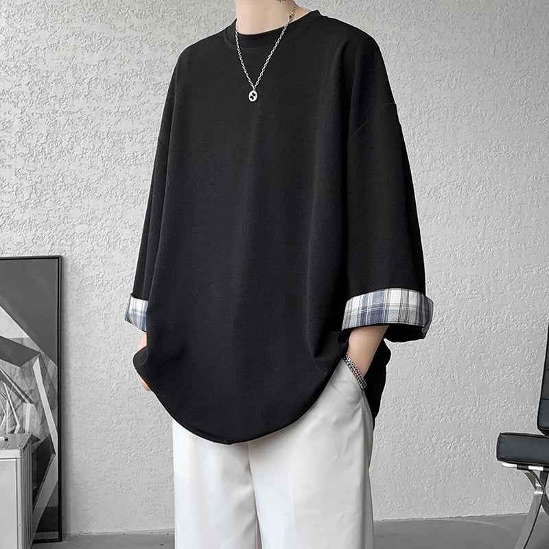 Cool Oversized Plaid Korean Style T-Shirt