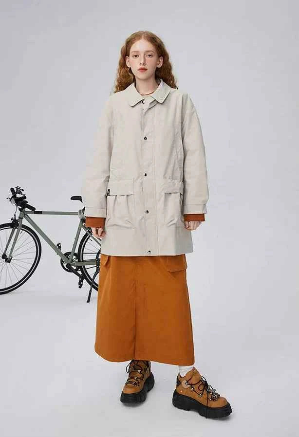 Y2K British Style Trench Mid Windbreaker Coat