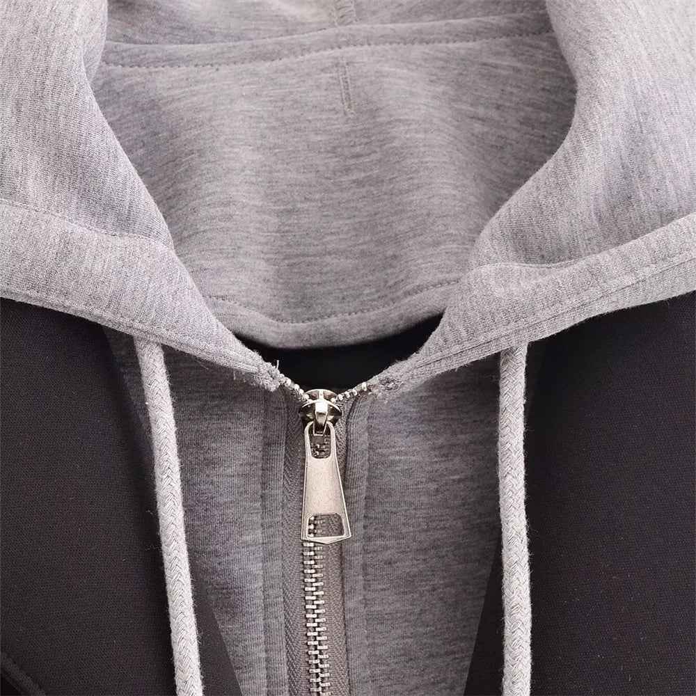 Versatile Fake Two Piece Detachable Hooded Coat